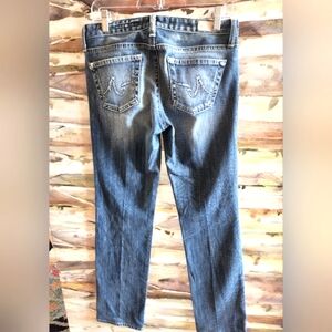 AG Casablanca ADRIANO GOLDSCHMIED Distressed Denim Cotton Designer Blue Jeans 28